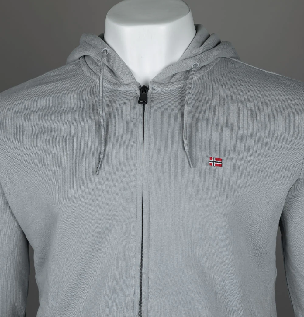 Napapijri Balis Full Zip Up Hooded Sweatshirt Ultimate Grey - Image 3