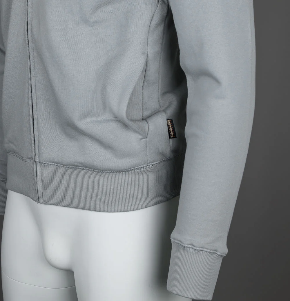 Napapijri Balis Full Zip Up Hooded Sweatshirt Ultimate Grey - Image 4