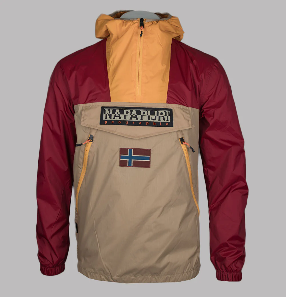 Napapijri Rainforest Ripstop Anorak Jacket Beige/Red/Orange