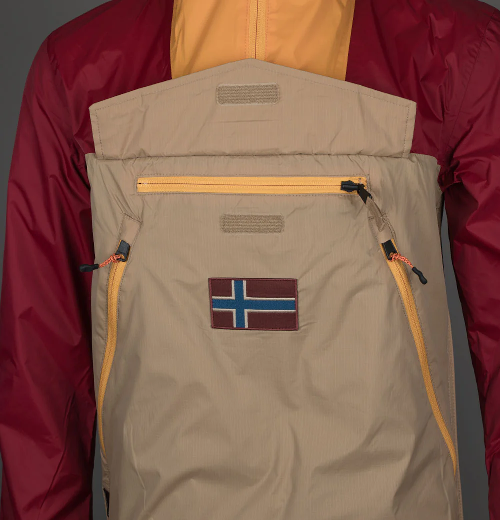 Napapijri Rainforest Ripstop Anorak Jacket Beige/Red/Orange - Image 5