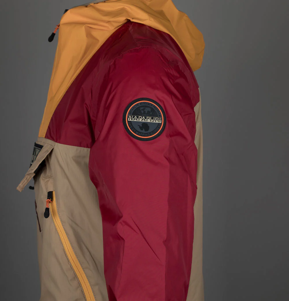 Napapijri Rainforest Ripstop Anorak Jacket Beige/Red/Orange - Image 6