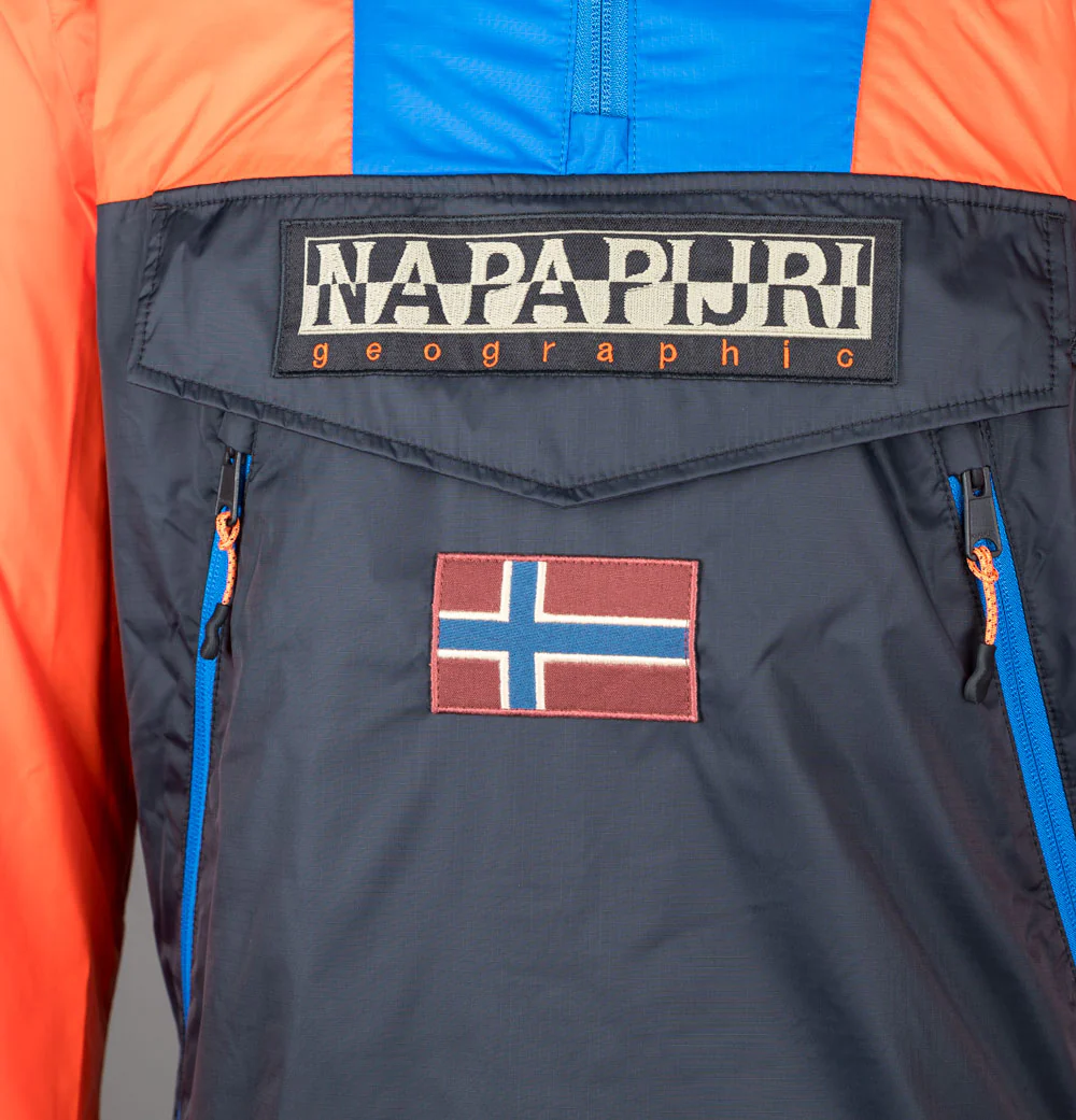 Napapijri Rainforest Ripstop Anorak Jacket Black/Orange/Blue - Image 4