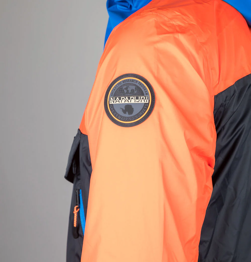 Napapijri Rainforest Ripstop Anorak Jacket Black/Orange/Blue - Image 6