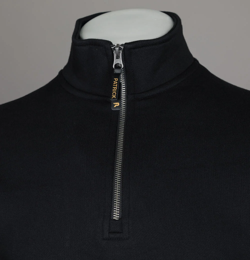 Patrick Harlem Fleece Back 1/4 Zip Sweatshirt Black - Image 3