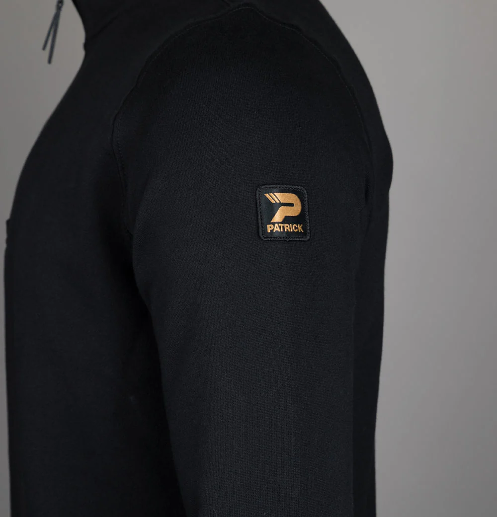 Patrick Harlem Fleece Back 1/4 Zip Sweatshirt Black - Image 4