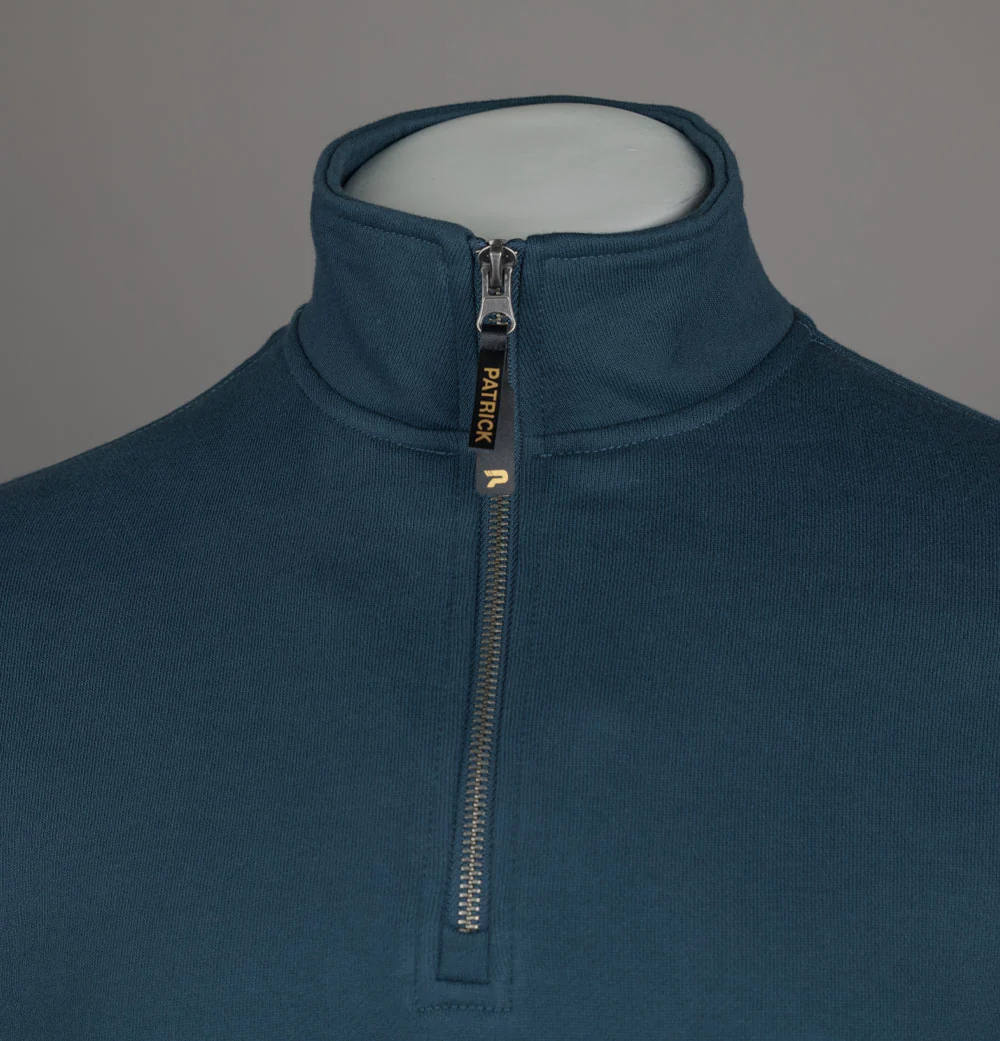 Patrick Harlem Fleece Back 1/4 Zip Sweatshirt Dark Blue - Image 3