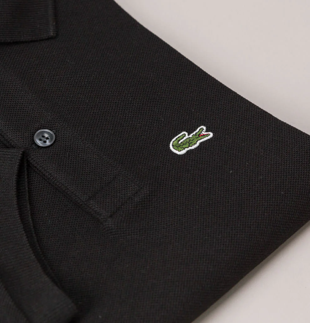 Lacoste Pique Polo Shirt Black - Image 3