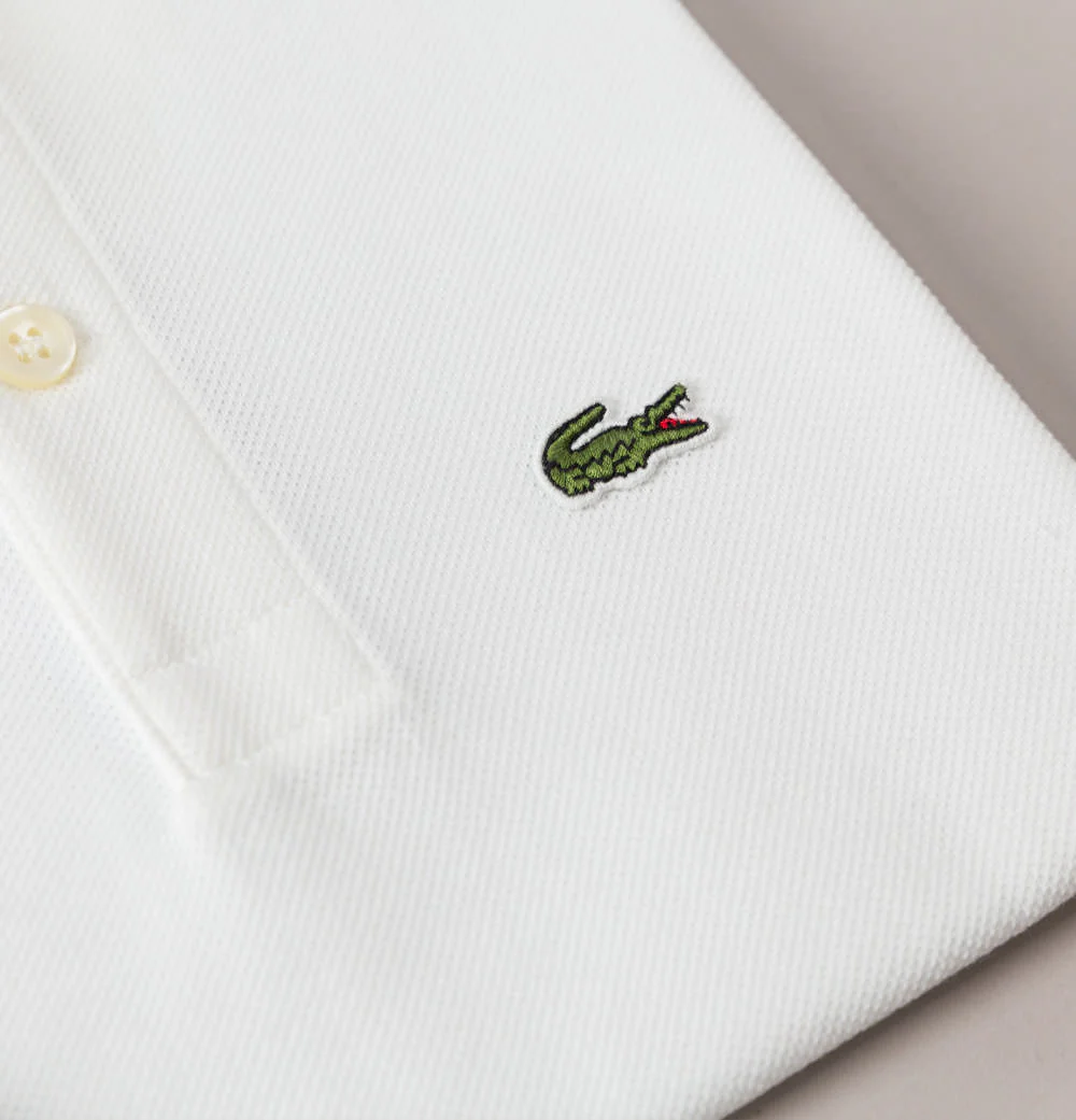 Lacoste Pique Polo Shirt White - Image 3