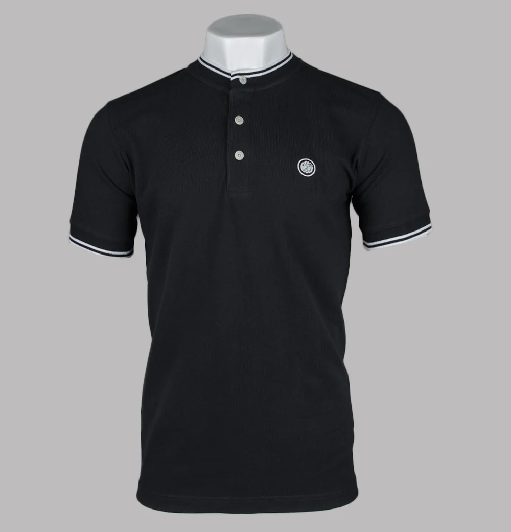 Pretty Green Allesley Tipped Grandad T-Shirt Black