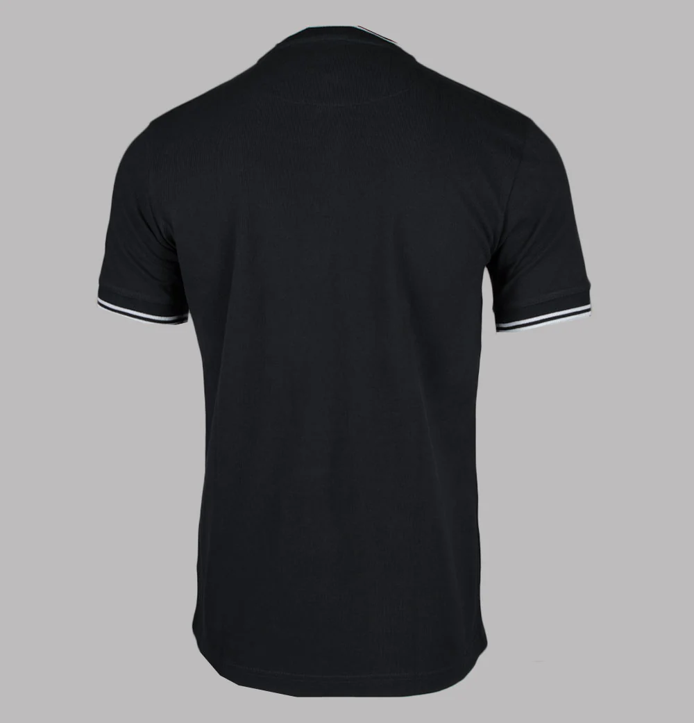 Pretty Green Allesley Tipped Grandad T-Shirt Black - Image 2