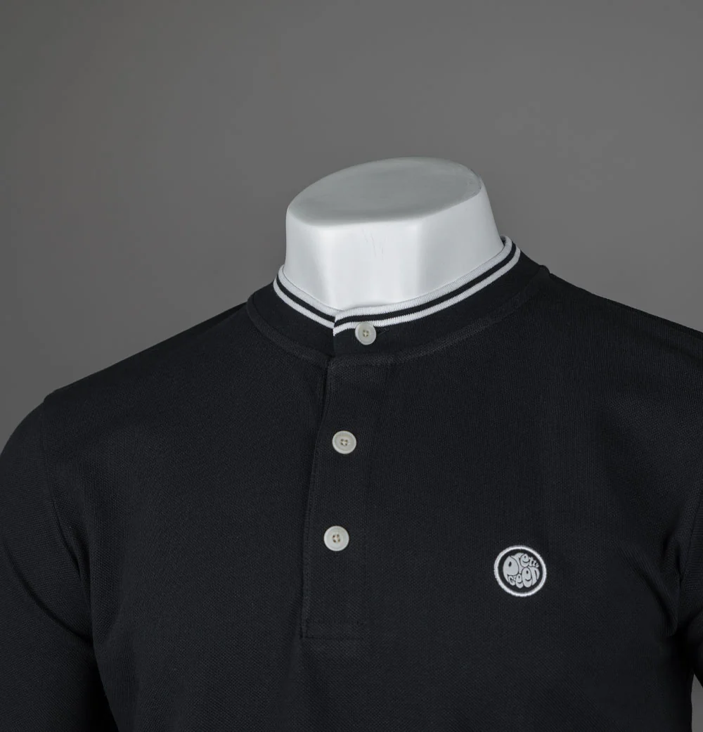 Pretty Green Allesley Tipped Grandad T-Shirt Black - Image 3