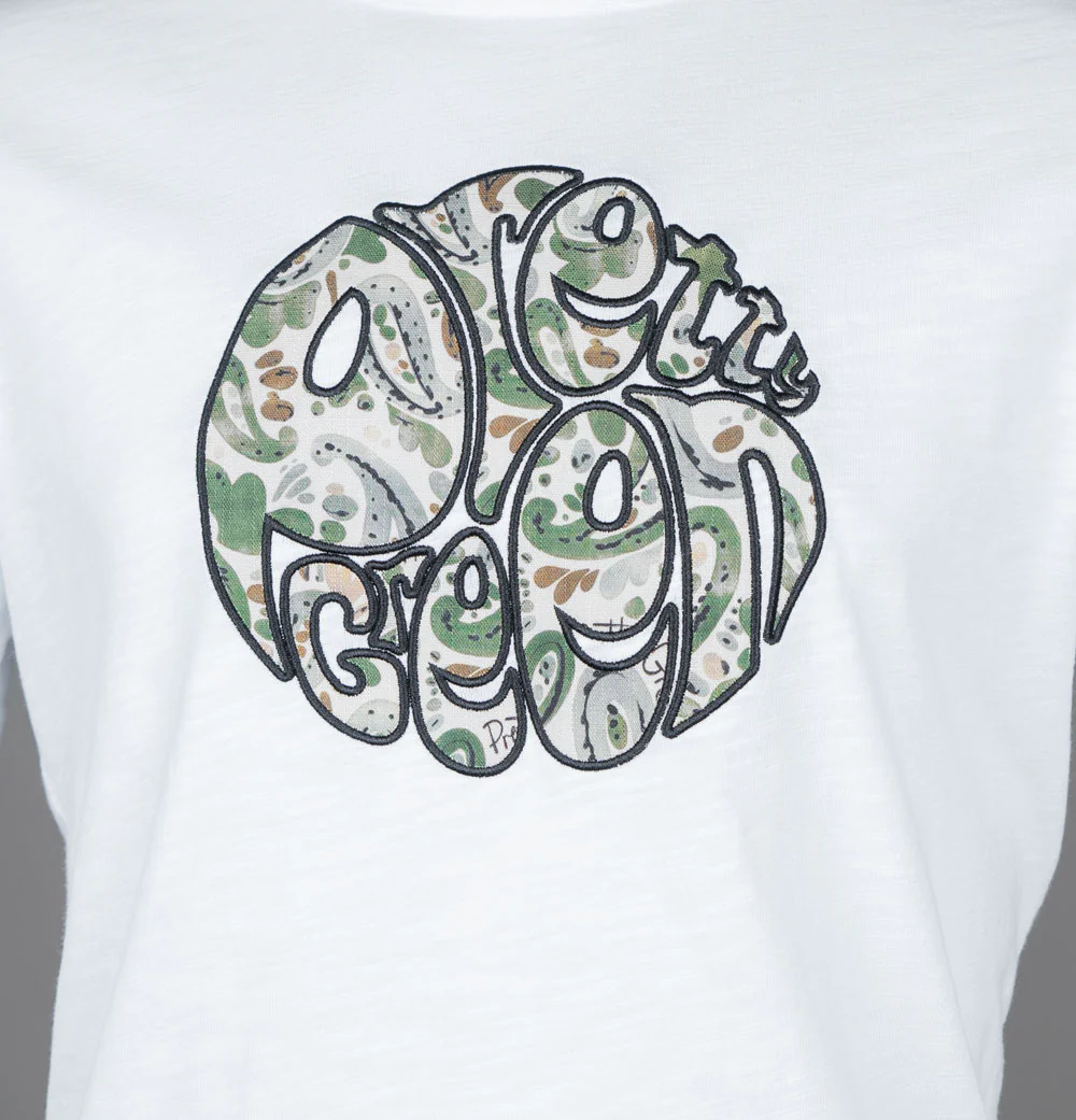 Pretty Green Aquarelle Paisley Applique Logo T-Shirt White - Image 3