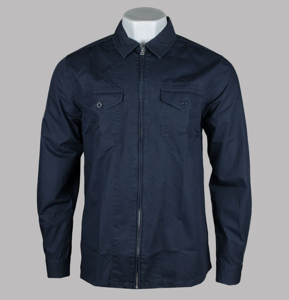 Pretty Green Armstrong Zip Overshirt Navy