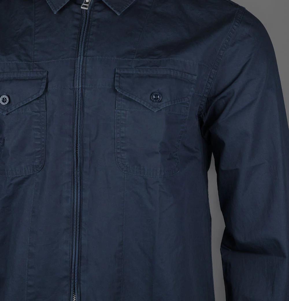 Pretty Green Armstrong Zip Overshirt Navy - Image 4
