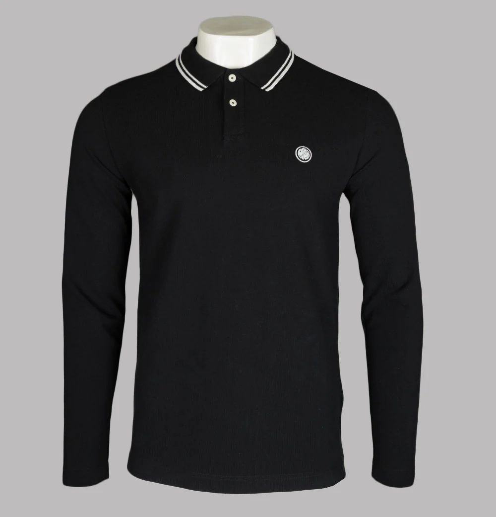 Pretty Green Barton LS Polo Shirt Black