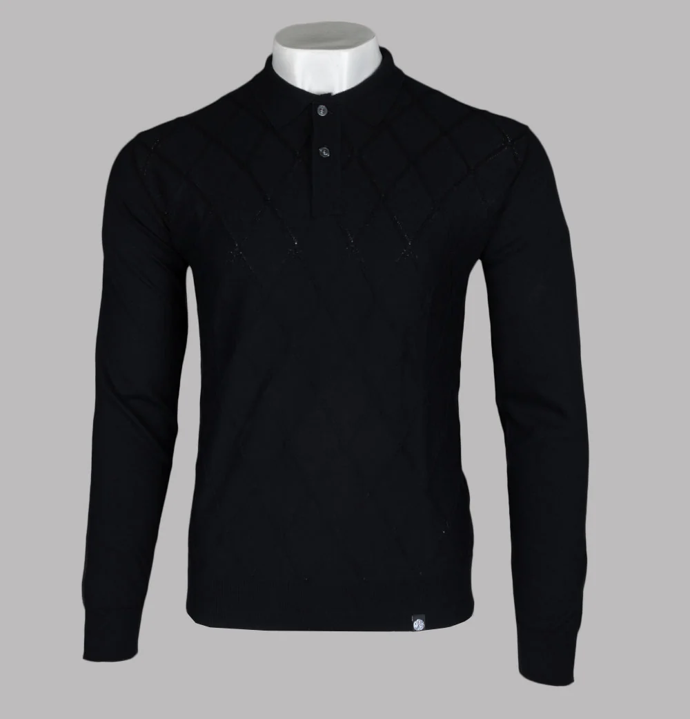 Pretty Green Beck Diagonal Long Sleeve Polo Shirt