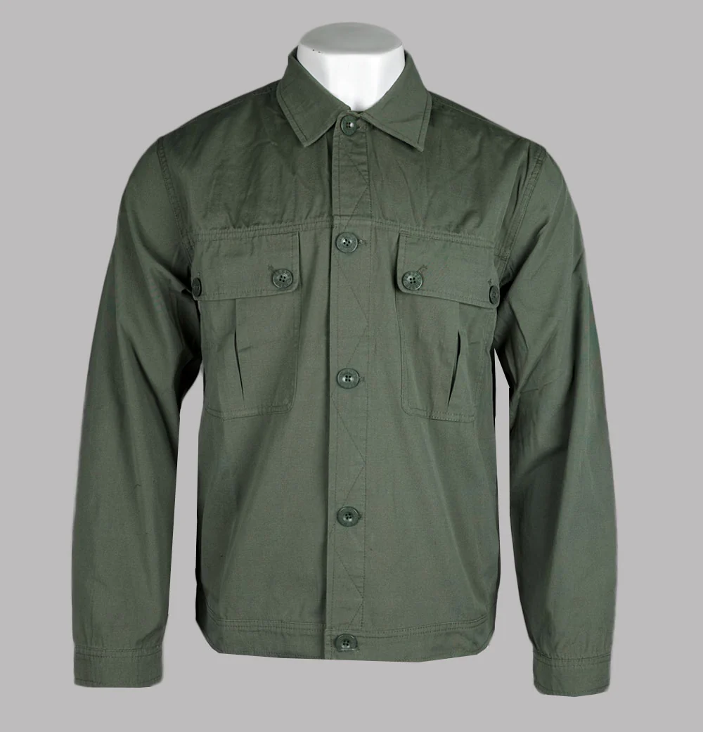 Pretty Green Bostall Solid Overshirt Dark Green