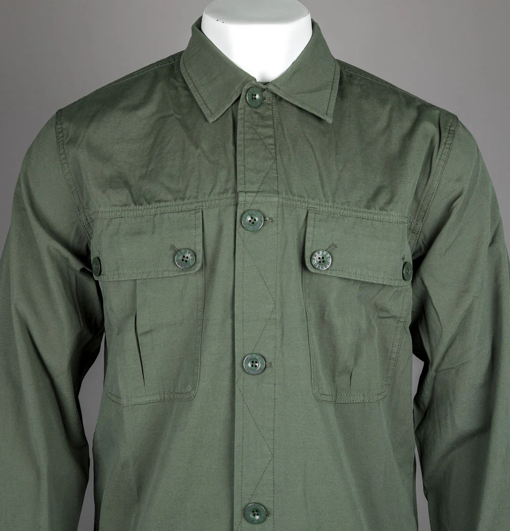 Pretty Green Bostall Solid Overshirt Dark Green - Image 3