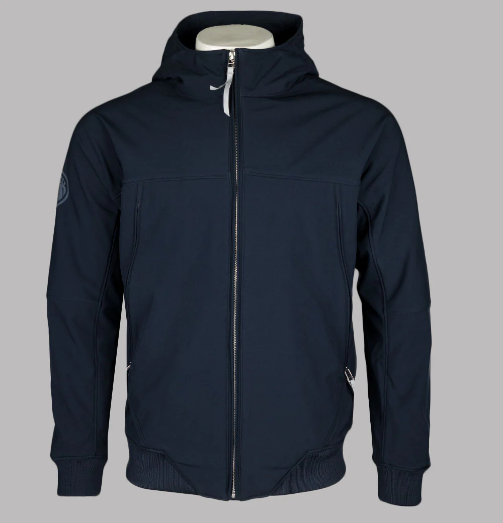 Pretty Green Cyclone Soft Shell Hooded Jacket Navy