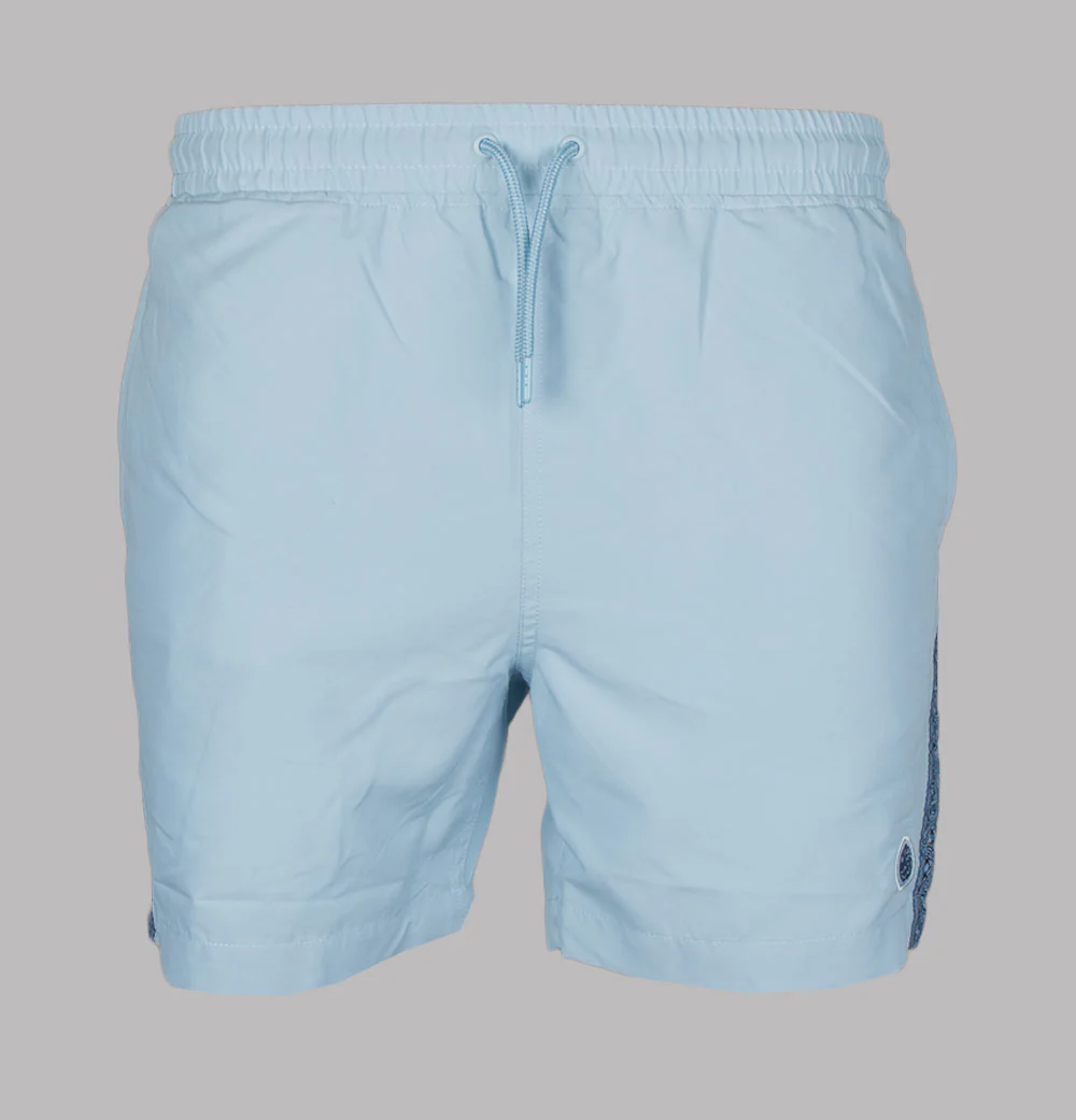 Pretty Green Eclipse Paisley Tape Swim Shorts Light Blue - Image 2
