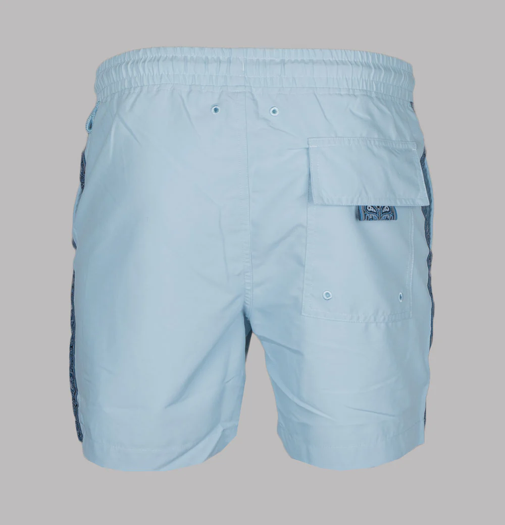 Pretty Green Eclipse Paisley Tape Swim Shorts Light Blue - Image 3
