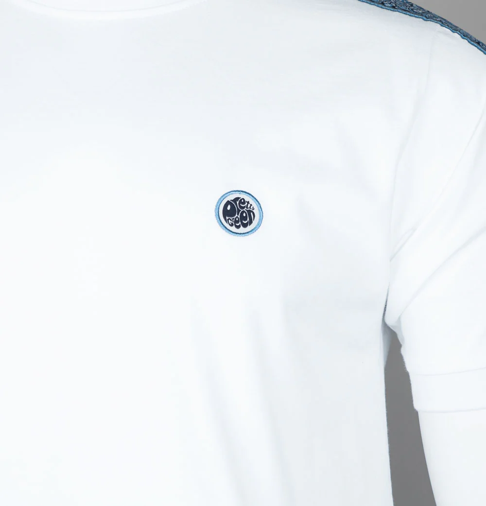Pretty Green Eclipse Paisley Tape T-Shirt White - Image 3