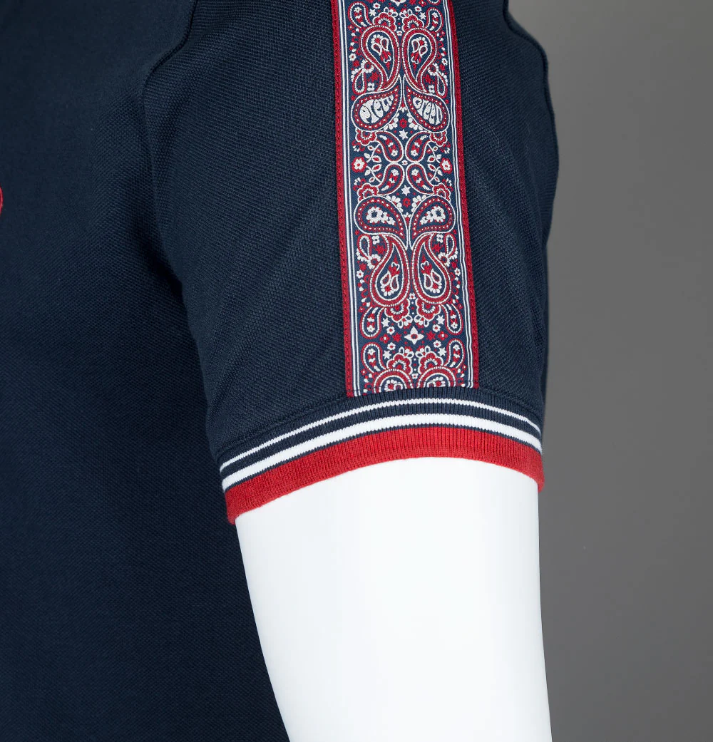 Pretty Green Eclipse Tape Polo Shirt Navy - Image 4