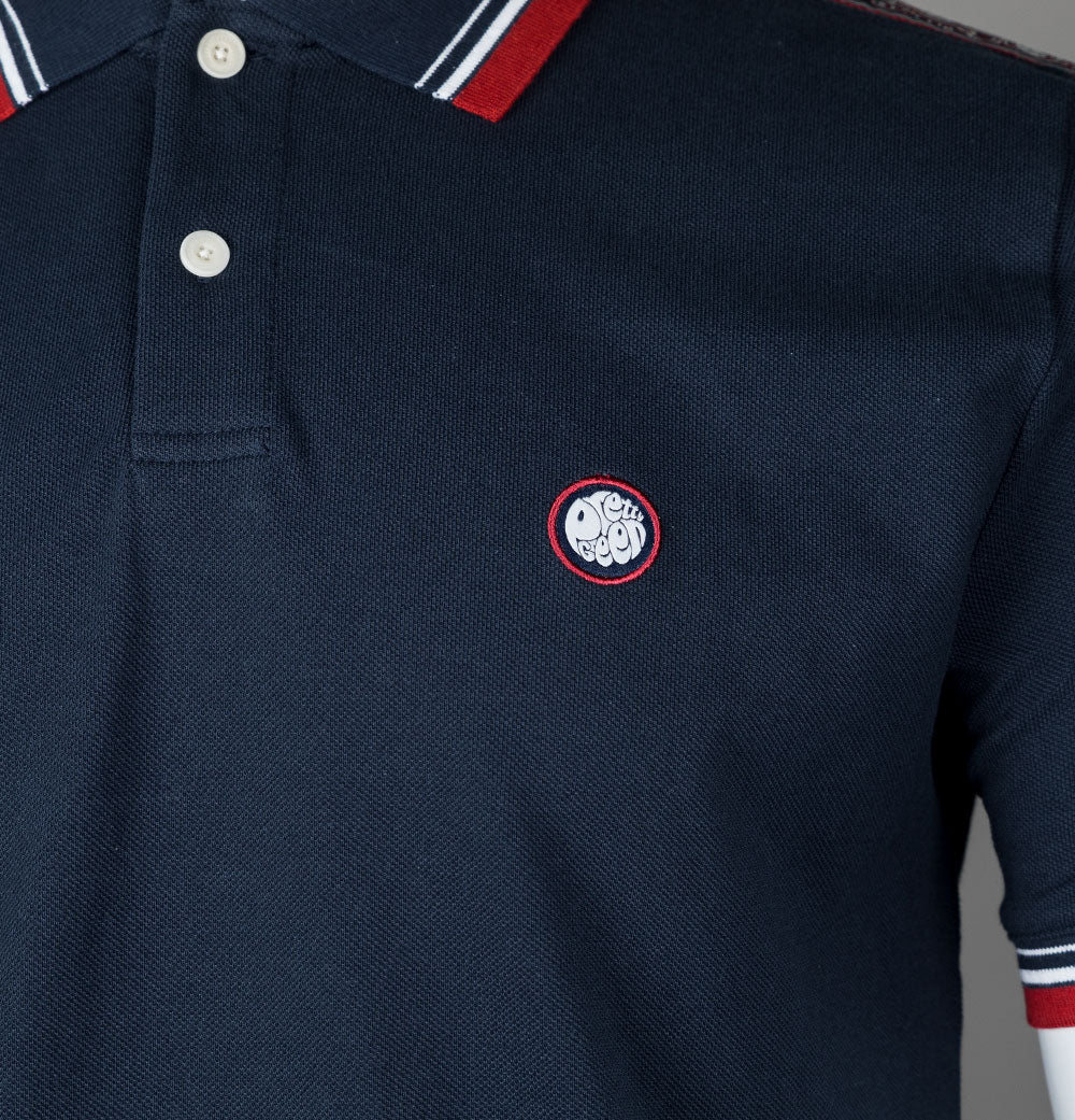 Pretty Green Eclipse Tape Polo Shirt Navy - Image 5