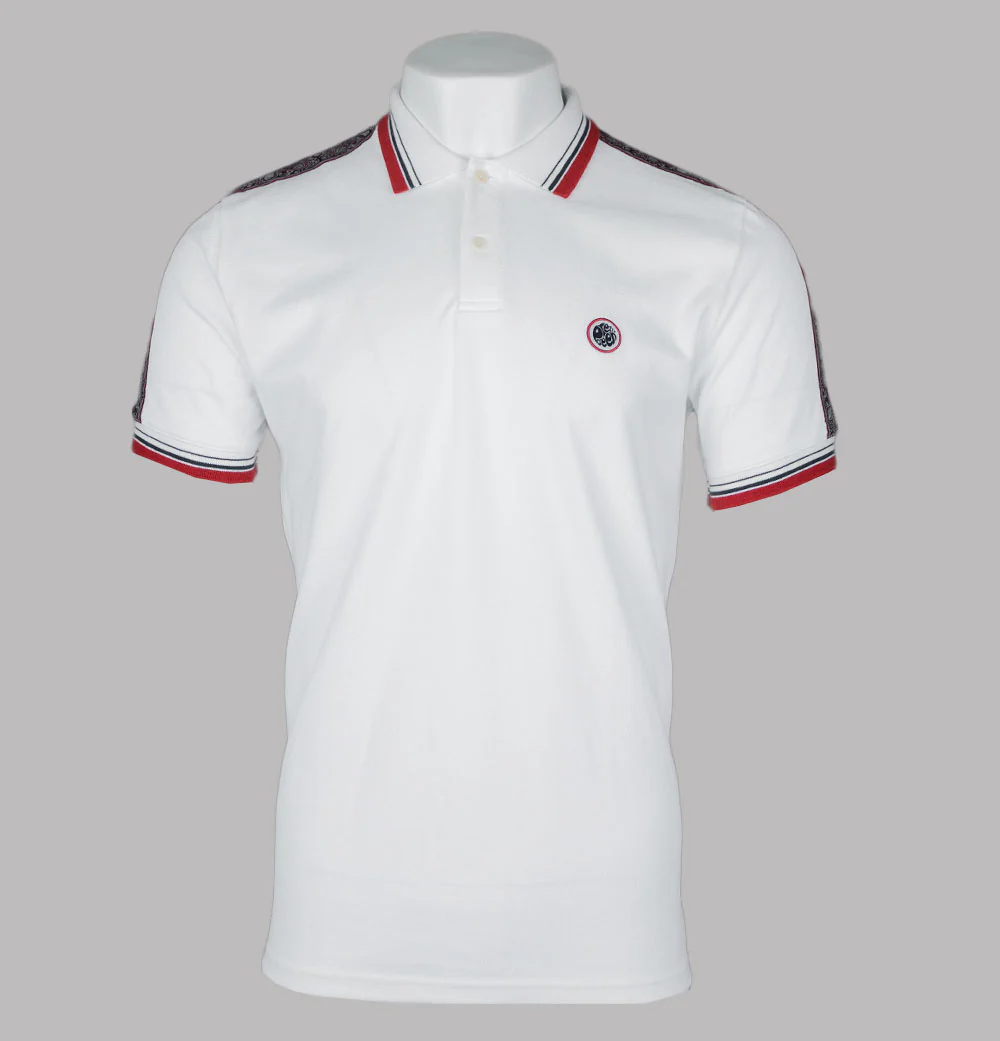 Pretty Green Eclipse Tape Polo Shirt White