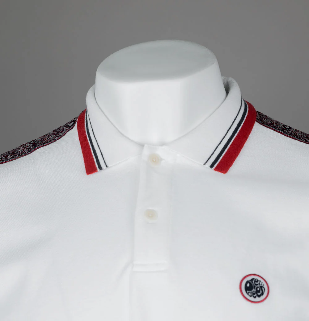 Pretty Green Eclipse Tape Polo Shirt White - Image 3