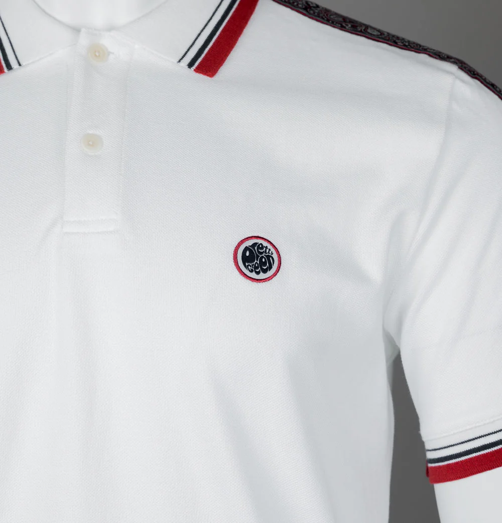 Pretty Green Eclipse Tape Polo Shirt White - Image 4