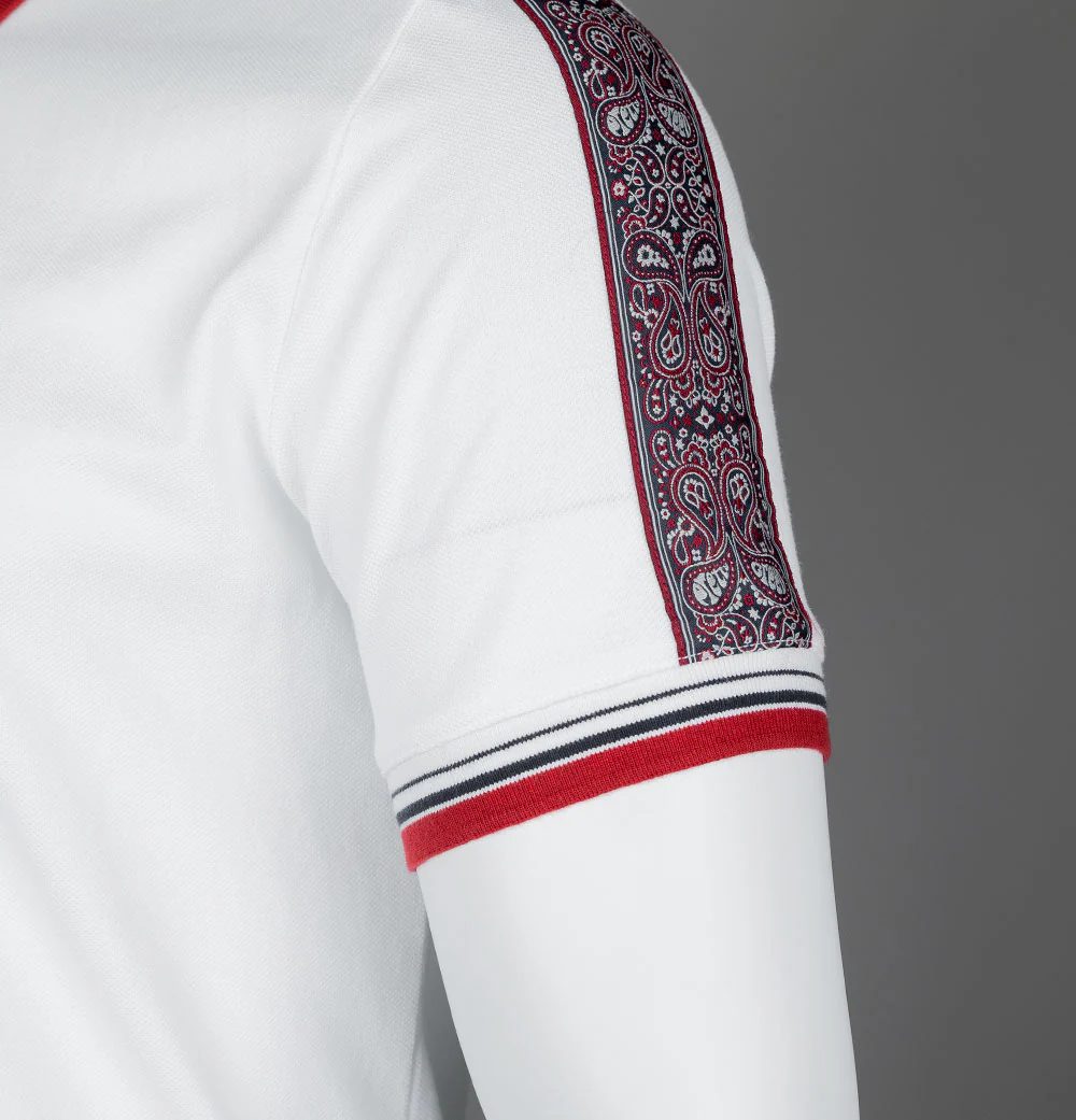 Pretty Green Eclipse Tape Polo Shirt White - Image 5