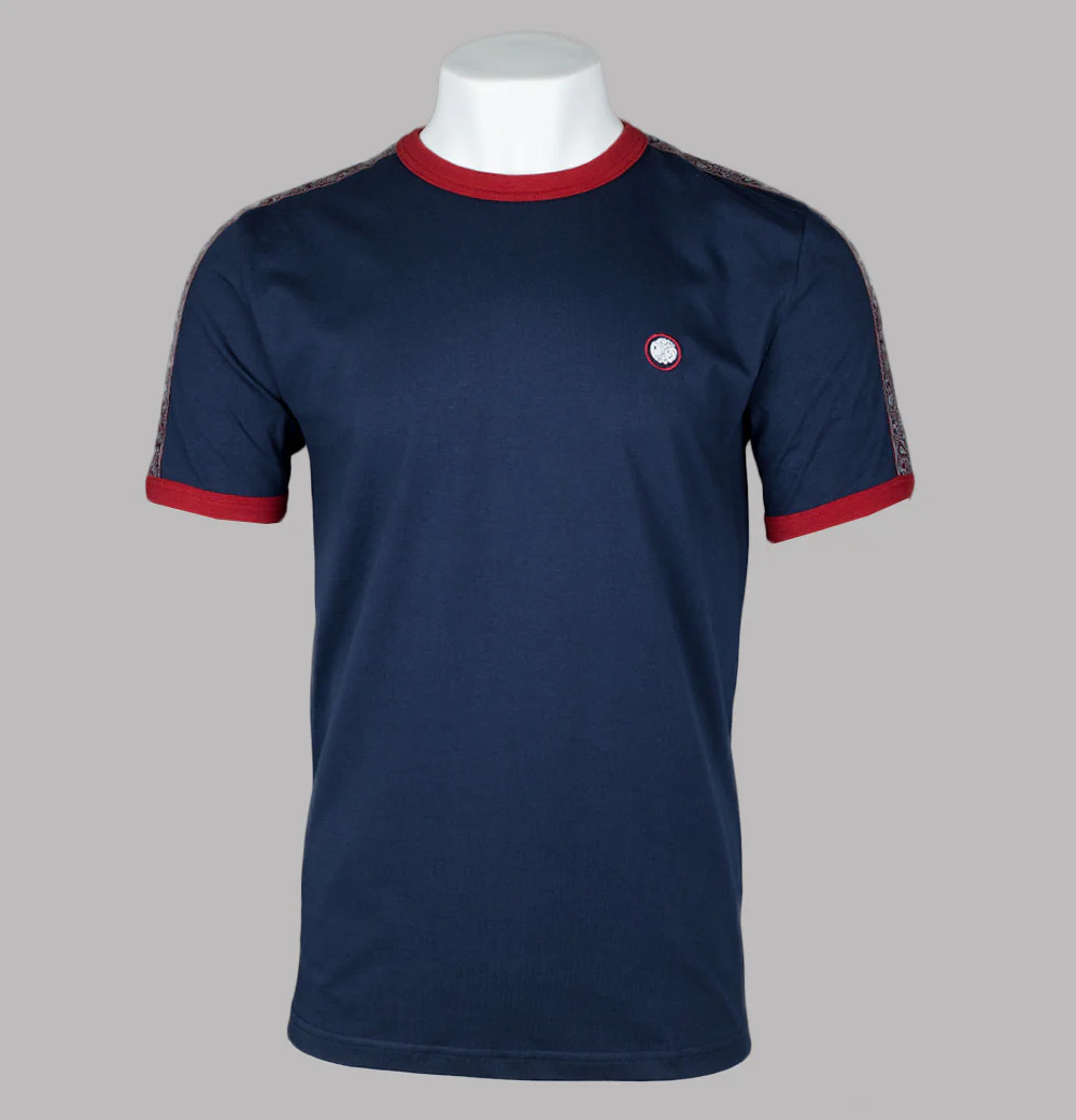 Pretty Green Eclipse Tape T-Shirt Navy
