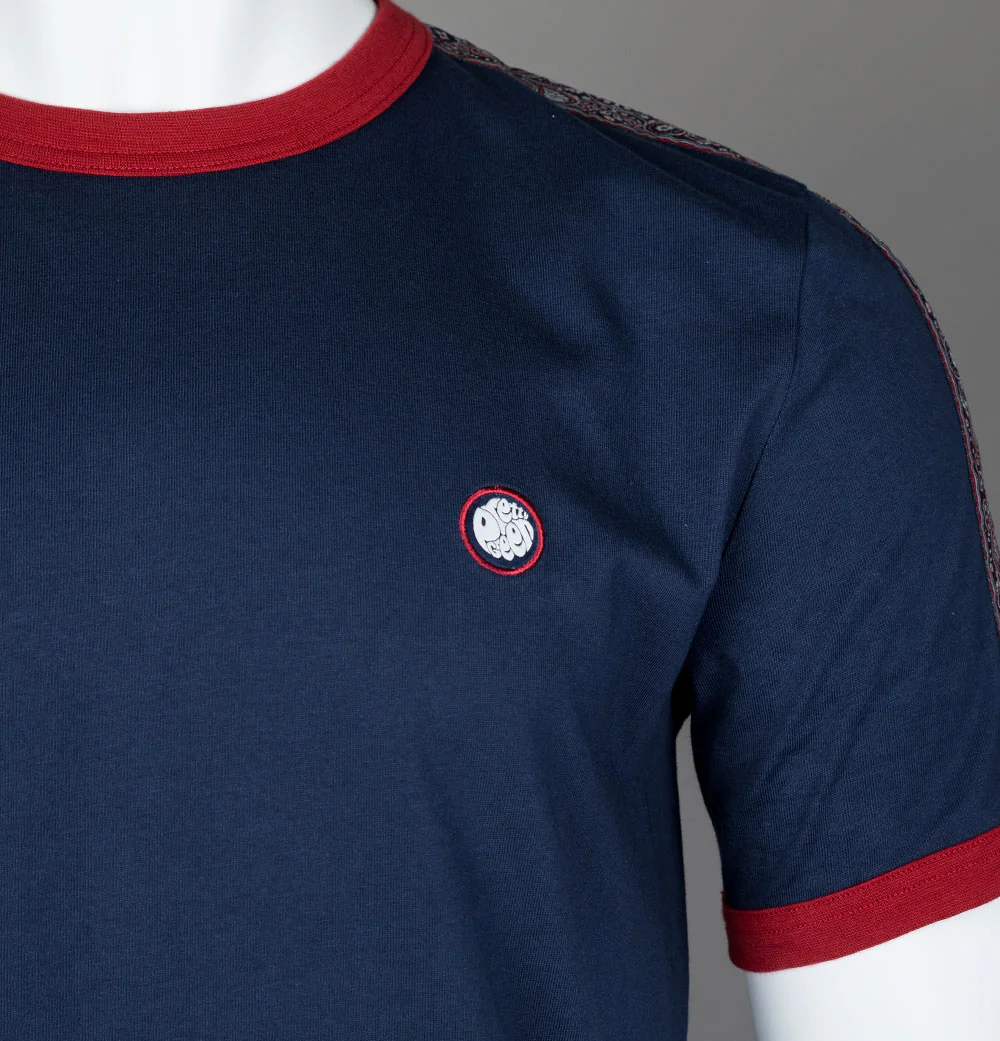 Pretty Green Eclipse Tape T-Shirt Navy - Image 4