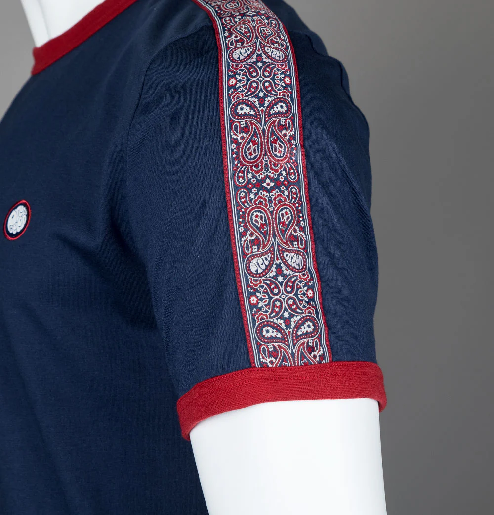 Pretty Green Eclipse Tape T-Shirt Navy - Image 5