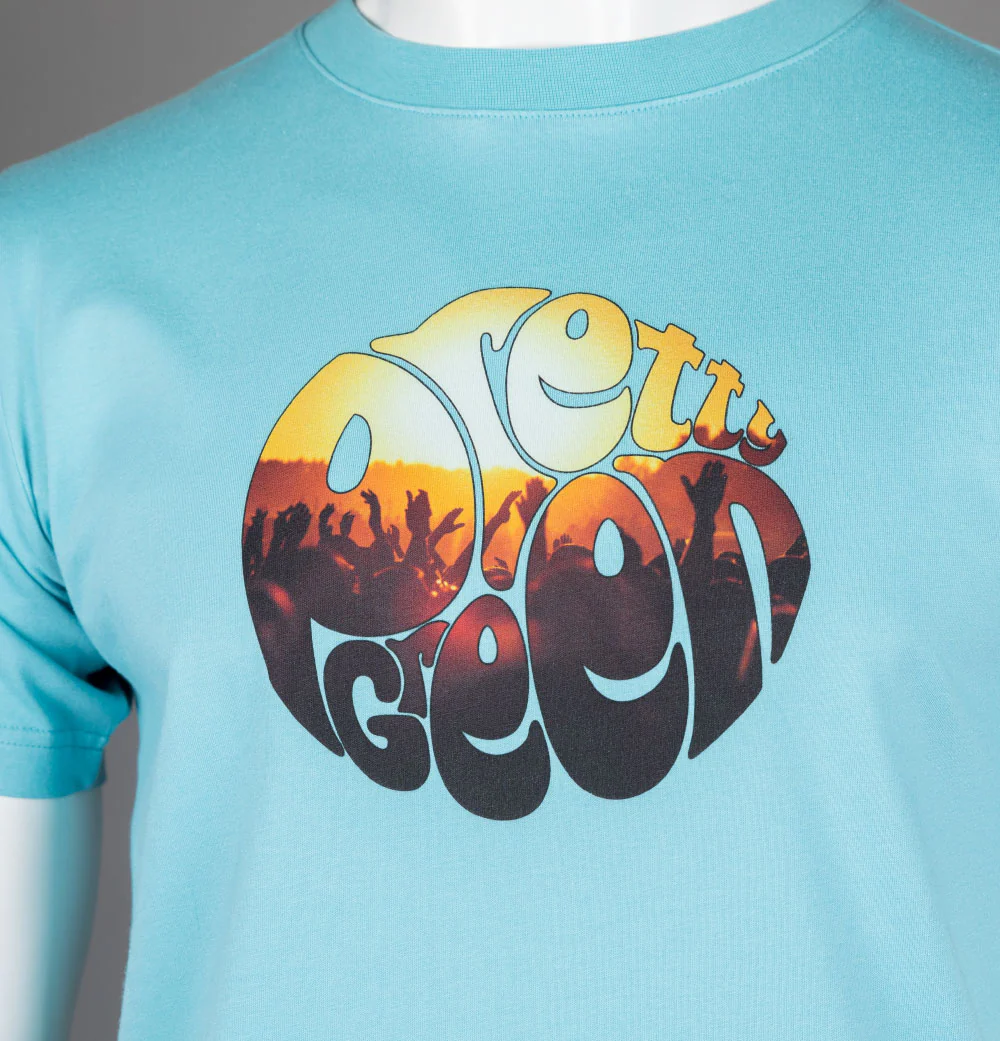 Pretty Green Festival Crowd Logo T-Shirt Light Blue - Image 3