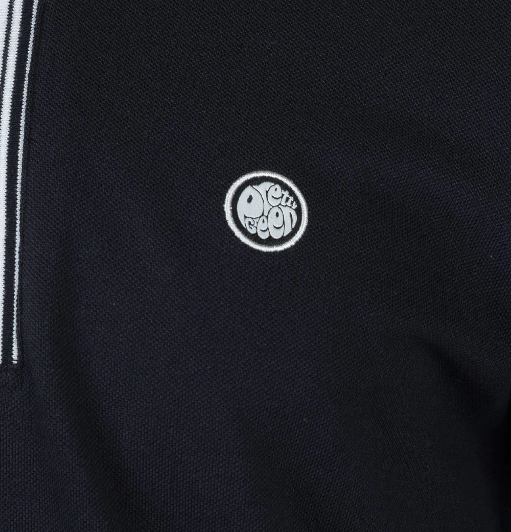 Pretty Green Finham Zip Neck Polo Shirt Black - Image 4