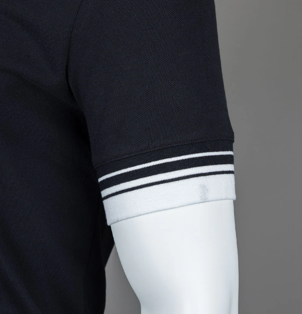 Pretty Green Finham Zip Neck Polo Shirt Black - Image 5