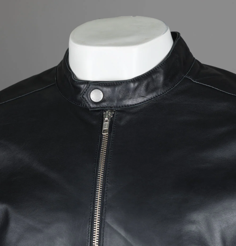 Pretty Green Freeman Leather Jacket Black - Image 3