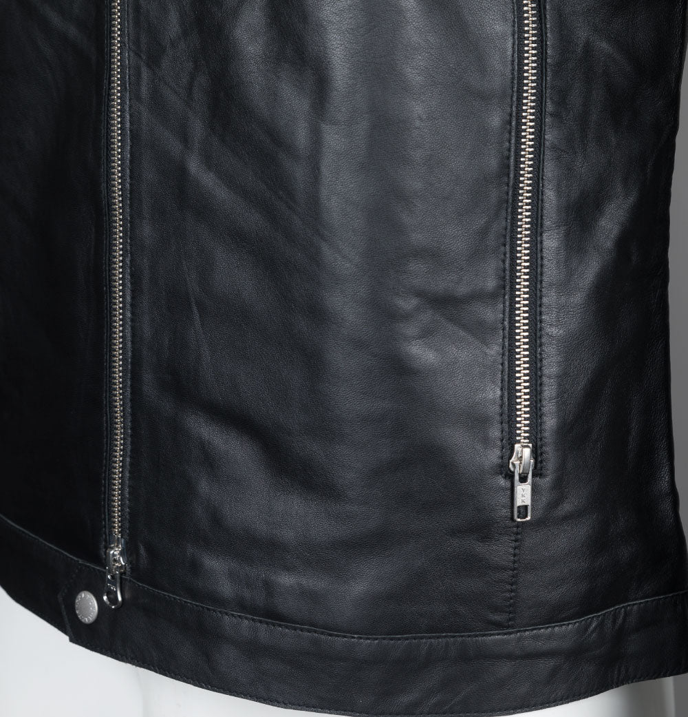 Pretty Green Freeman Leather Jacket Black - Image 4