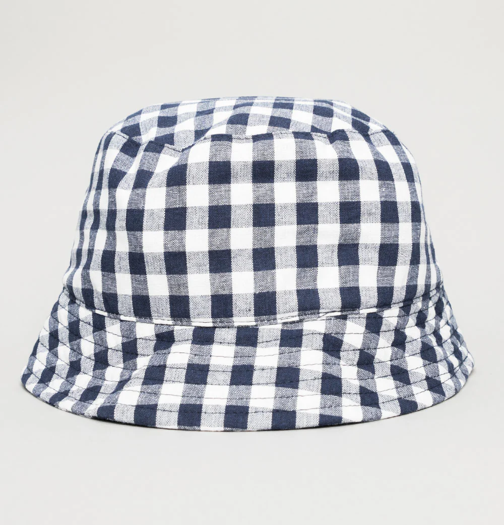 Pretty Green Gingham Bucket Hat Navy - Image 2
