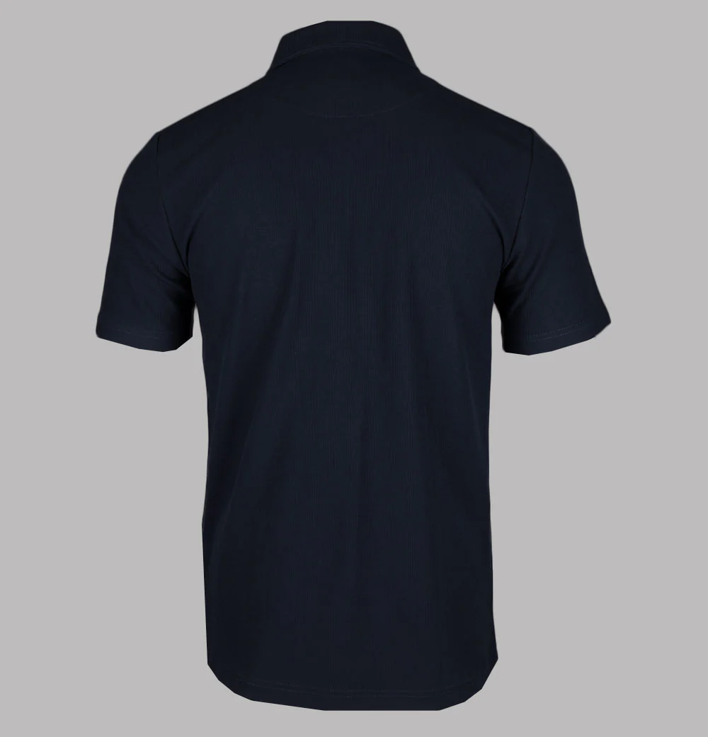 Pretty Green Islington SS Zip Polo Shirt Navy - Image 2