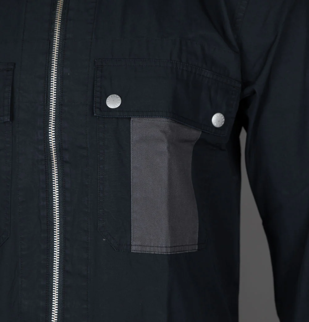 Pretty Green Larman Zip Overshirt Black - Image 4