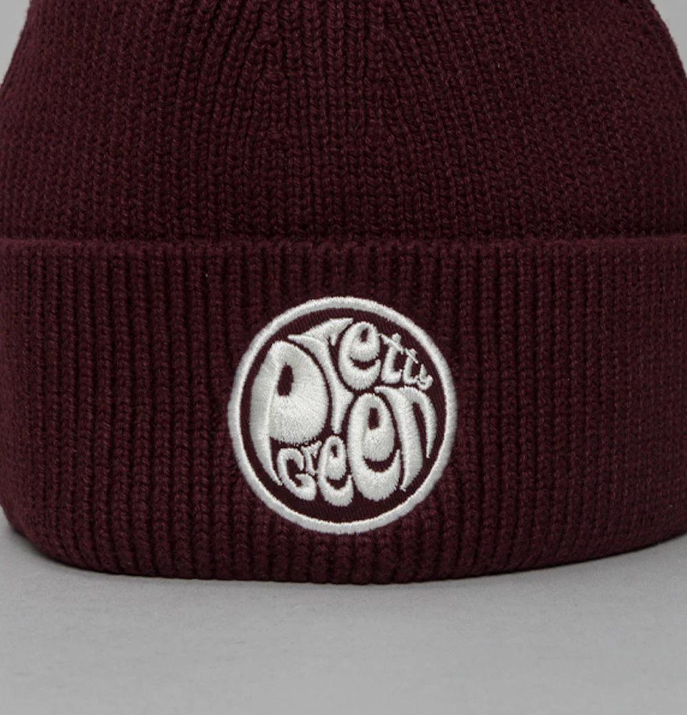 Pretty Green Logo Knit Beanie Burgundy - Image 2