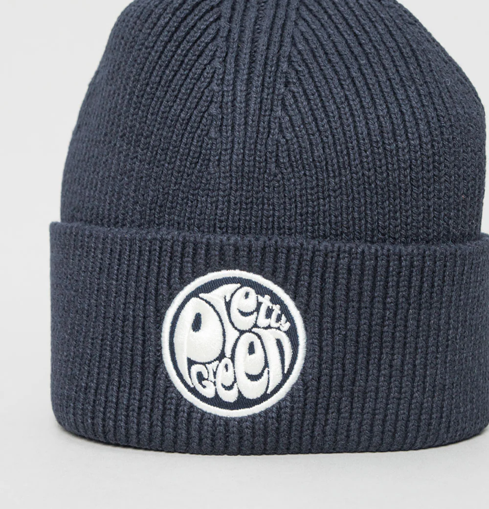 Pretty Green Logo Knit Beanie Navy - Image 2