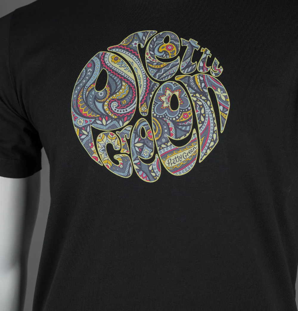 Pretty Green Marriot Paisley Logo T-Shirt Black - Image 3