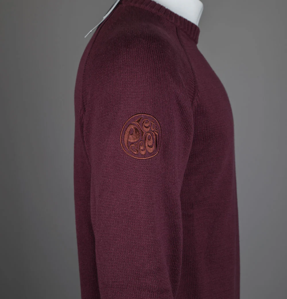 Pretty Green Mason Crew Knit Jumper Burgundy - Image 4