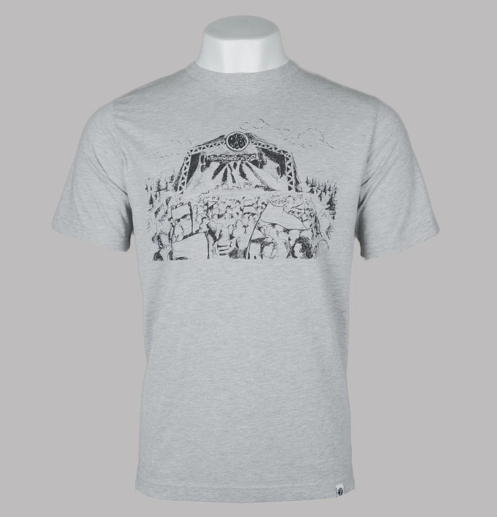 Pretty Green Pilton Crowd T-Shirt Grey Marl