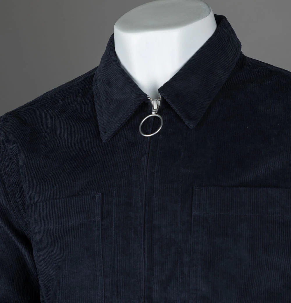 Pretty Green Prestwich Cord Overshirt Navy - Image 3
