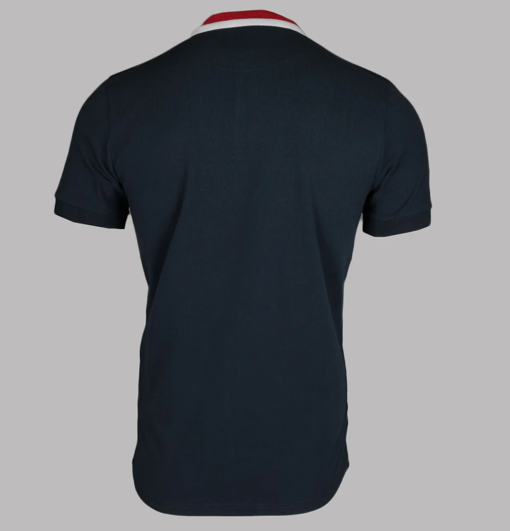 Pretty Green Tilby Pique Polo Shirt Navy Blue - Image 2